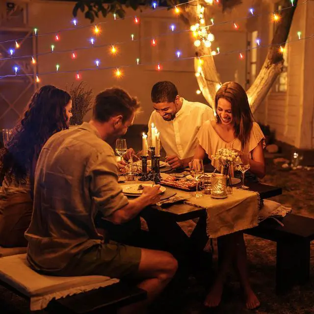 Alt view image 4 of 7 - Yescom Patio Umbrella Solar String Light with Remote Control Timer Fit 8-Rib 8/9/10 Ft Outdoor Shade 128 RGB LED 8 Mode
