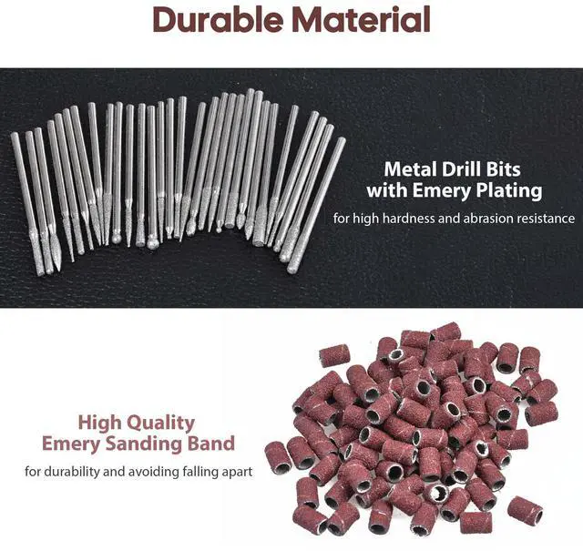 Alt view image 4 of 7 - Byootique 300x Nail Drill Sanding Bands 80" 120" 180" & 30x Bits Nail Drill File Use Art