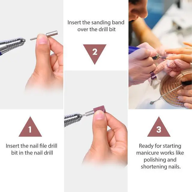 Alt view image 5 of 7 - Byootique 300x Nail Drill Sanding Bands 80" 120" 180" & 30x Bits Nail Drill File Use Art