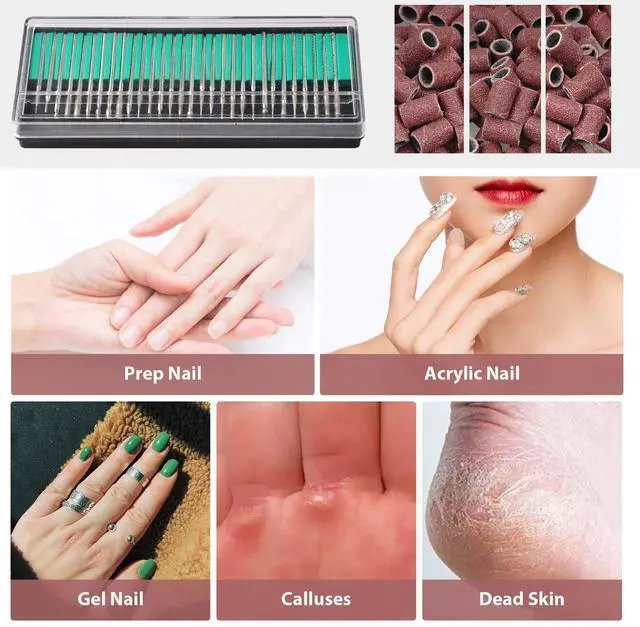 Alt view image 6 of 7 - Byootique 300x Nail Drill Sanding Bands 80" 120" 180" & 30x Bits Nail Drill File Use Art