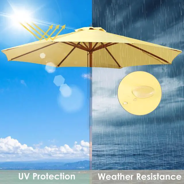 Alt view image 4 of 7 - 9' 8 Ribs Umbrella Canopy Replacement Patio Top Cover Market Outdoor Beach Yard