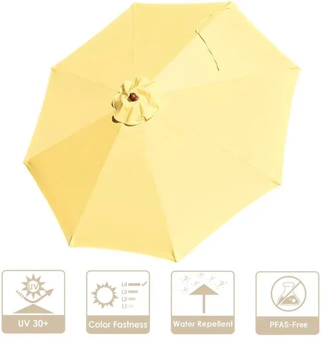 Alt view image 5 of 7 - 9' 8 Ribs Umbrella Canopy Replacement Patio Top Cover Market Outdoor Beach Yard