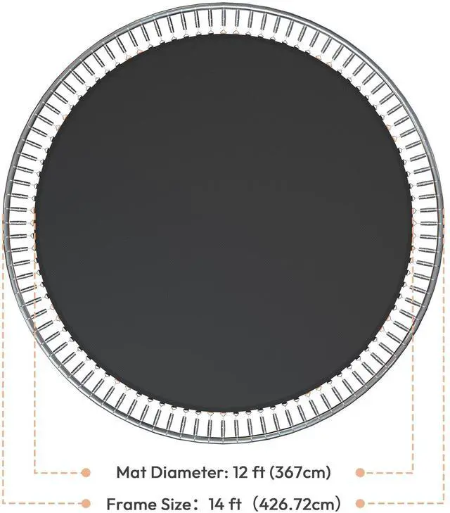 Alt view image 2 of 7 - 12.1' Round Trampoline Mat Replacement w/ 96Ring 8.5" Spring Weatherproof Jumping