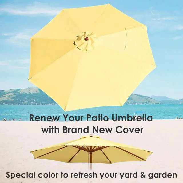 Alt view image 3 of 7 - 9' 8 Ribs Umbrella Canopy Replacement Patio Top Cover Market Outdoor Beach Yard