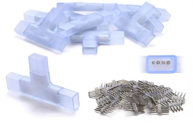 Main image of DELight 2 Pin Connectors Accessories T Shape w/ Pin 7x14mm RGB Neon Rope Light