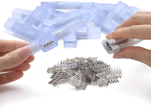 Alt view image 5 of 7 - DELight 2 Pin Connectors Accessories T Shape w/ Pin 7x14mm RGB Neon Rope Light