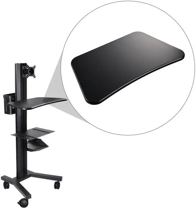 Alt view image 3 of 6 - Yescom Sliding Desktop Keyboard Tray for PC Mobile Cart Medical Trolley Cart Office Black