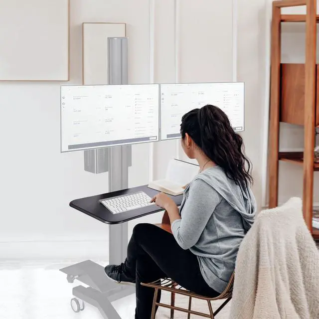 Alt view image 6 of 6 - Yescom Sliding Desktop Keyboard Tray for PC Mobile Cart Medical Trolley Cart Office Black