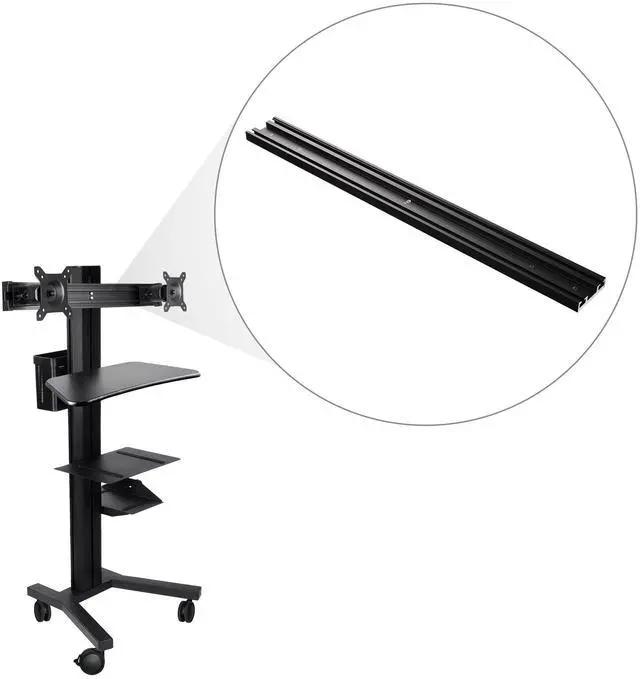 Alt view image 4 of 6 - Yescom Monitor Holding Pole Dual Monitor Arm for PC Mobile Cart Medical Trolley Cart Black