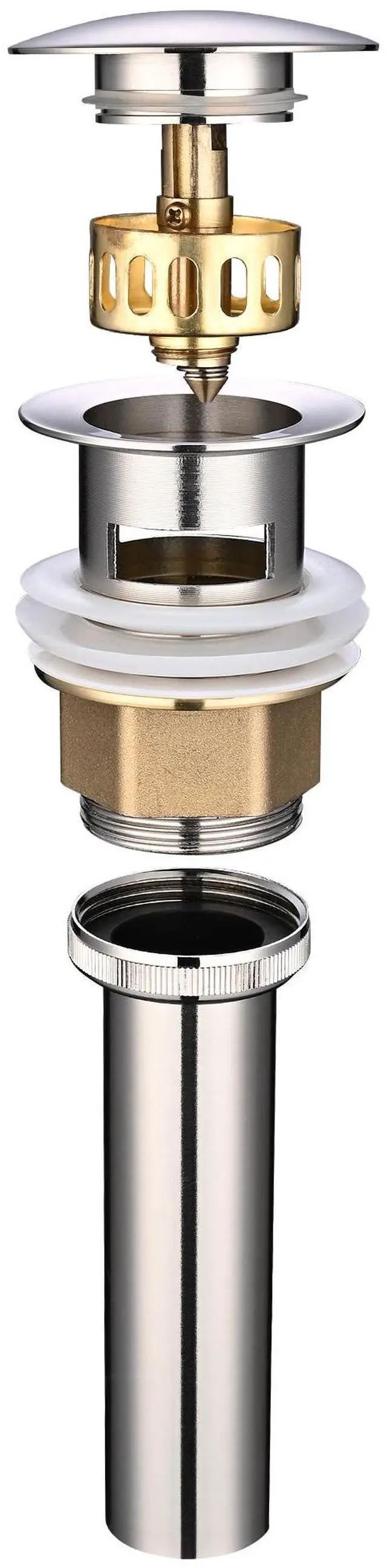 Alt view image 2 of 5 - Aquaterior Bathroom Pop Up Drain with Overflow Lavatory Vessel Basin Sink Nickel