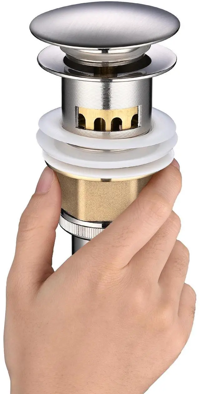 Alt view image 3 of 5 - Aquaterior Bathroom Pop Up Drain with Overflow Lavatory Vessel Basin Sink Nickel