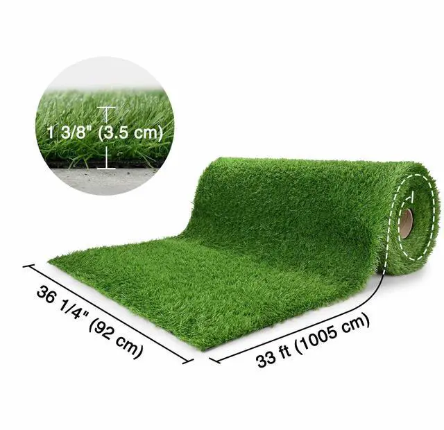 Alt view image 2 of 7 - Yescom 33x3 Ft Artificial Grass Turf 1.38" Fake Grass Rug Synthetic Lawn Indoor Batting Tunnels Outdoor Home Décor