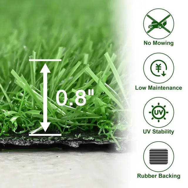 Alt view image 5 of 7 - Yescom Artificial Grass Turf Fake Grass Rug Synthetic Lawn Outdoor Indoor Decor 33'x3'x2PCS (198 Sq.Ft) 0.8" Pile Height