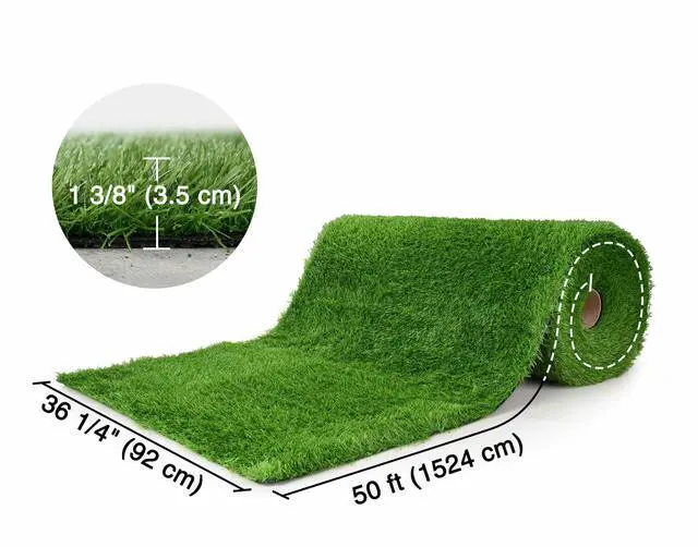 Alt view image 2 of 7 - Yescom 50x3 Ft Artificial Grass Turf 1.38" Fake Grass Rug Indoor Batting Tunnels Outdoor Synthetic Lawn