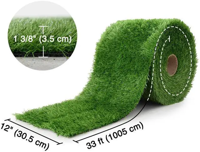 Alt view image 2 of 7 - Yescom 33x1 Ft Artificial Grass Turf 1.38" Fake Grass Rug Synthetic Lawn Indoor Outdoor Home Décor