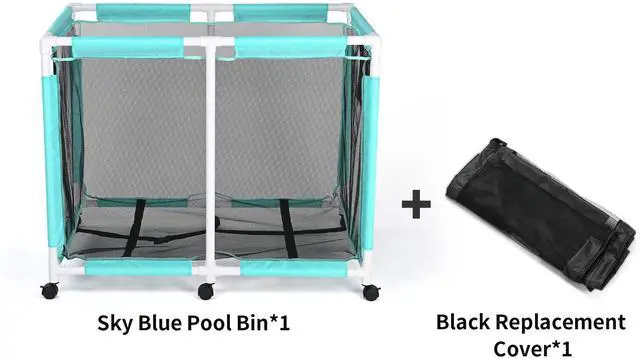 Alt view image 2 of 7 - Yescom Mesh Pool Storage Bin Extra Large PVC Framed Waterproof 6 Wheels with Black Net Cover Replacement