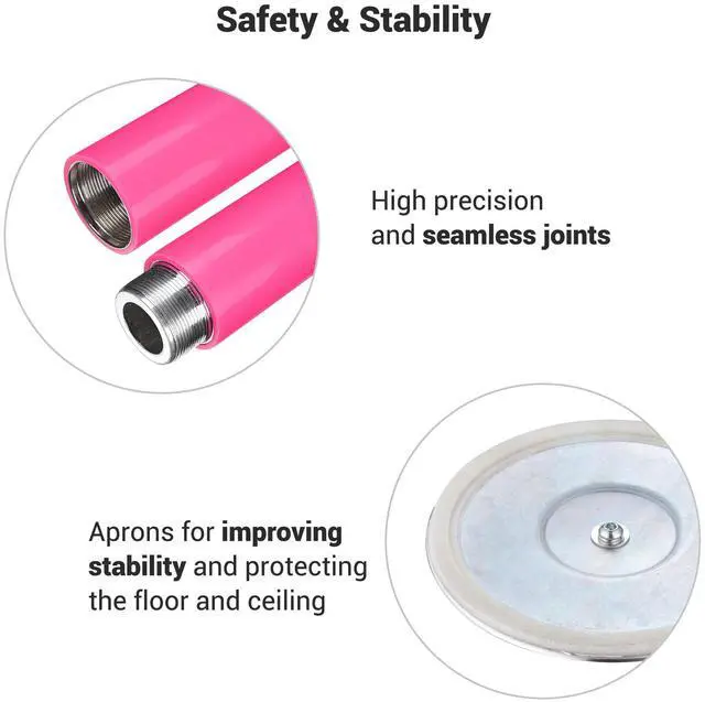 Alt view image 5 of 7 - Yescom 10.9 Ft Static Spinning Dancing Pole Kit 45mm Silicone Party Club Exercise Pink