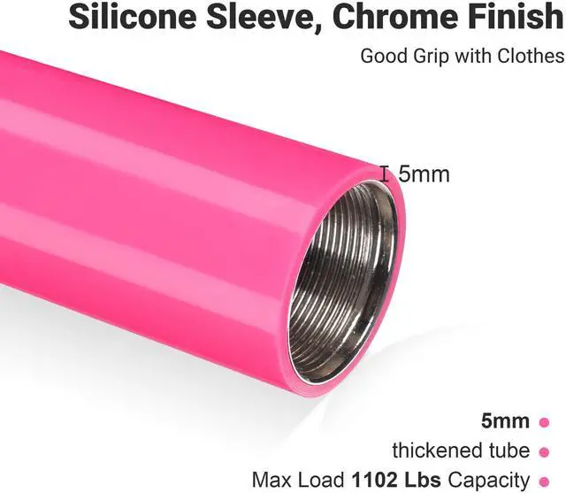 Alt view image 7 of 7 - Yescom 10.9 Ft Static Spinning Dancing Pole Kit 45mm Silicone Party Club Exercise Pink