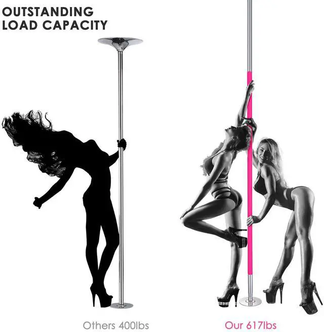 Alt view image 5 of 6 - Yescom 11.7 Ft Static Spinning Dancing Pole Kit 45mm Silicone Party Club Exercise Pink