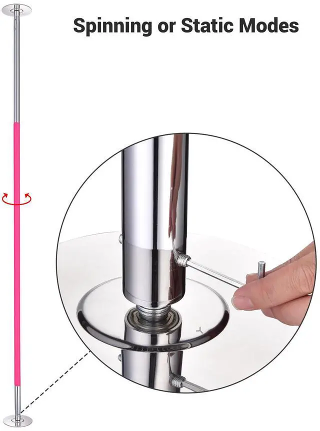 Alt view image 6 of 6 - Yescom 11.7 Ft Static Spinning Dancing Pole Kit 45mm Silicone Party Club Exercise Pink