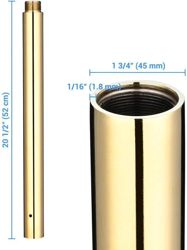 Alt view image 5 of 5 - Yescom 500mm Steel Dancing Pole Extension for 45 mm Spinning Pole Home Club Gold