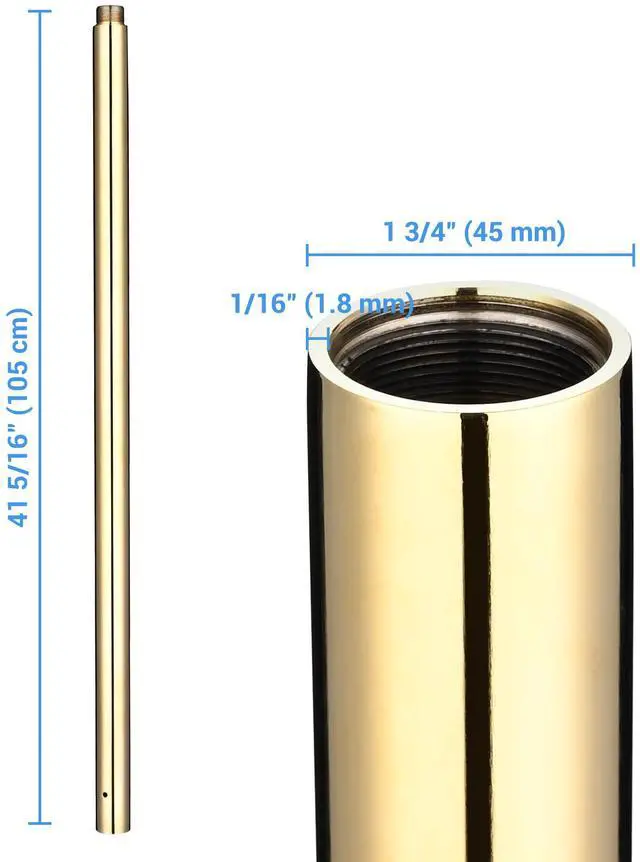 Alt view image 6 of 6 - Yescom 3.4 FT Chrome Dancing Pole Extension for 45 mm Spinning Pole Steel Gold