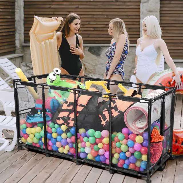 Alt view image 7 of 7 - Yescom Mesh Cover Replacement for Mesh Pool Storage Bin Rolling Cart XXX-Large Black