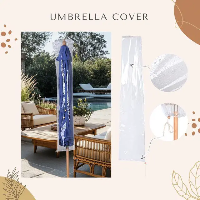 Alt view image 6 of 7 - LAGarden 9Ft Patio BOHO Market Patio Umbrella 260GSM Acrylic Fabric 5-Year-Non-Fading Resort Outdoor Market Hyacinth Blue