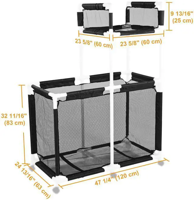 Alt view image 6 of 6 - Yescom Mesh Cover Replacement for 2-Layer Mesh Pool Storage Bin Cart XX-Large Black