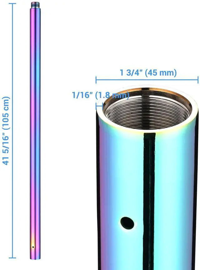 Alt view image 5 of 7 - Yescom 3.4 FT New Chrome Dancing Pole Extension for 45 mm Professional Pole Fitness Spinning Pole Accessories, Colorful