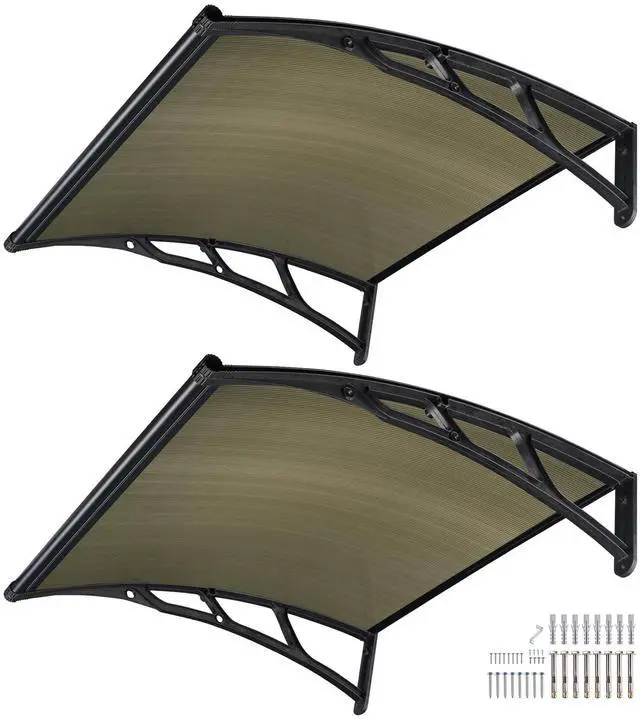 Main image of Yescom 2Pcs 40"X40" Window Patio Awning Door Canopy Polycarbonate Anti-UV50+ Cover Outdoor Rain Snow Protection Brown