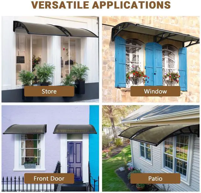 Alt view image 2 of 7 - Yescom 80"x40'' Window Door Cover Awning 2 Whole Polycarbonate Hollow Sheets Porch for UV Rain Snow Brown