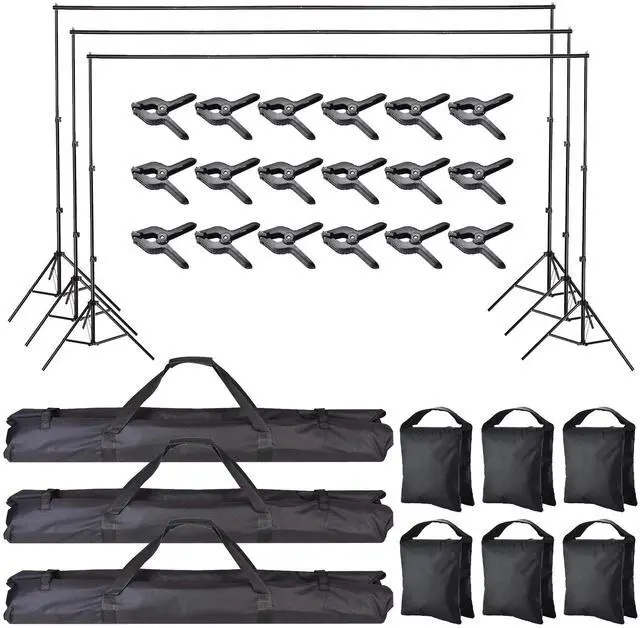 Main image of 7x10Ft Photography Background Backdrop Support Stand Kit For Live Stream 3 Packs