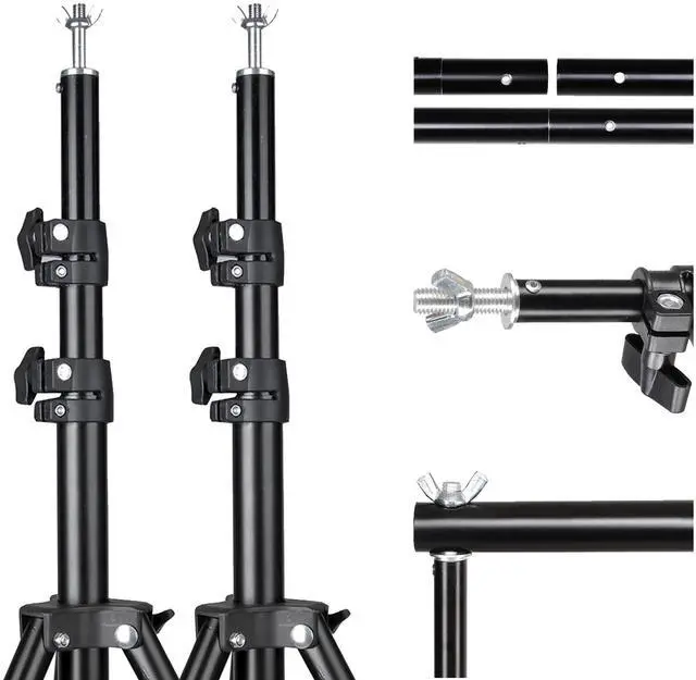 Alt view image 3 of 7 - 7x10Ft Photography Background Backdrop Support Stand Kit For Live Stream 3 Packs
