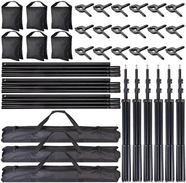 Alt view image 6 of 7 - 7x10Ft Photography Background Backdrop Support Stand Kit For Live Stream 3 Packs