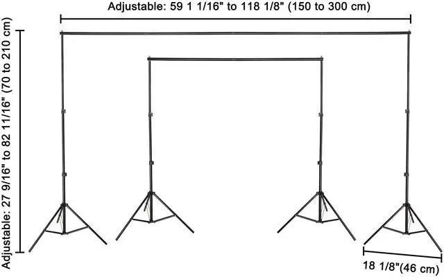 Alt view image 7 of 7 - 7x10Ft Photography Background Backdrop Support Stand Kit For Live Stream 2 Packs