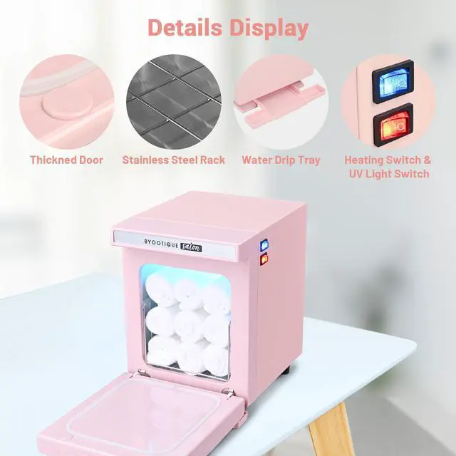 Alt view image 4 of 7 - Byootique 5L Mini Towel Warmer, Fast Heating Portable Towel Warmer for Facial Spa, Hair Salon, Pink