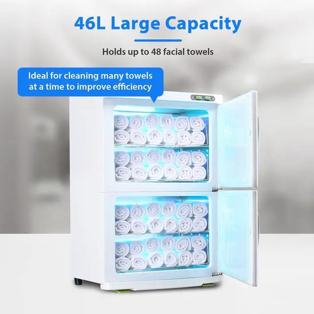 Alt view image 4 of 7 - Byootique 46L Dual Cabinet Hot Towel Warmer UV Sterilizer Massage Nail Salon Spa Facial