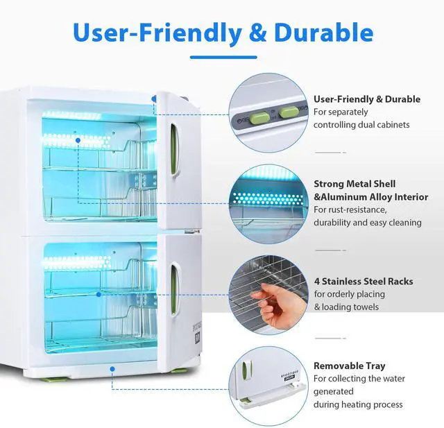 Alt view image 5 of 7 - Byootique 46L Dual Cabinet Hot Towel Warmer UV Sterilizer Massage Nail Salon Spa Facial