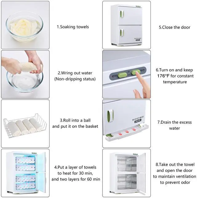 Alt view image 7 of 7 - Byootique 46L Dual Cabinet Hot Towel Warmer UV Sterilizer Massage Nail Salon Spa Facial