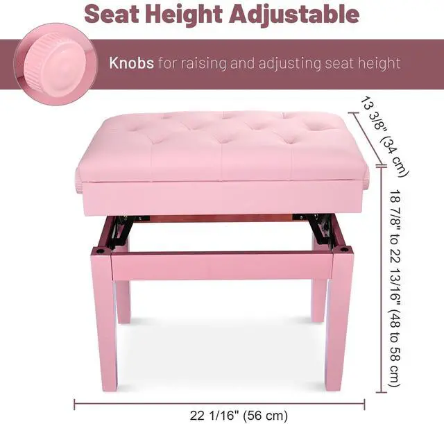 Alt view image 2 of 7 - Yescom Adjustable Duet Piano Bench PU Leather Padded Wooden Keyboard Storage