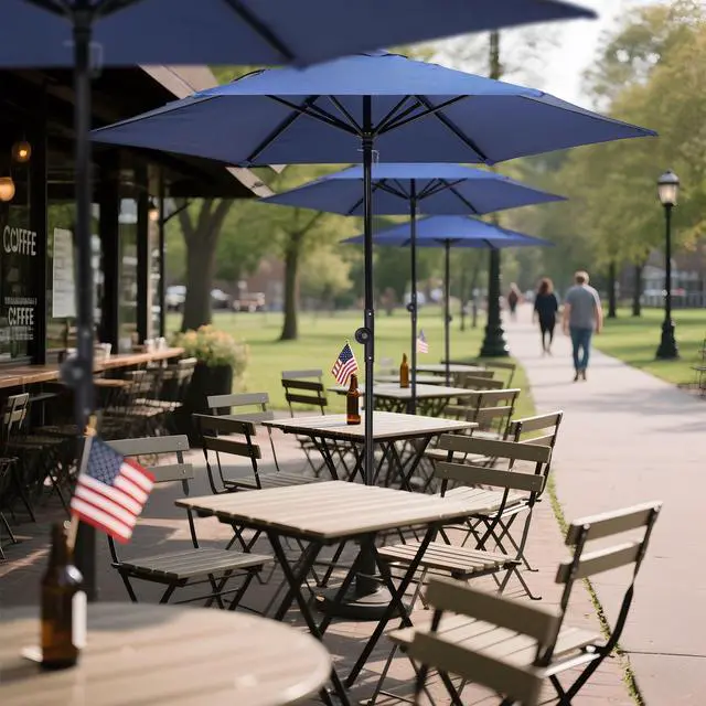 Alt view image 2 of 7 - Yescom 7.5 Ft Outdoor Patio Umbrella 6 Ribs with Scale Tilt Button Strap UV30+ Sunshade Garden Parasol for Yard Deck Market Pool Navy Blue