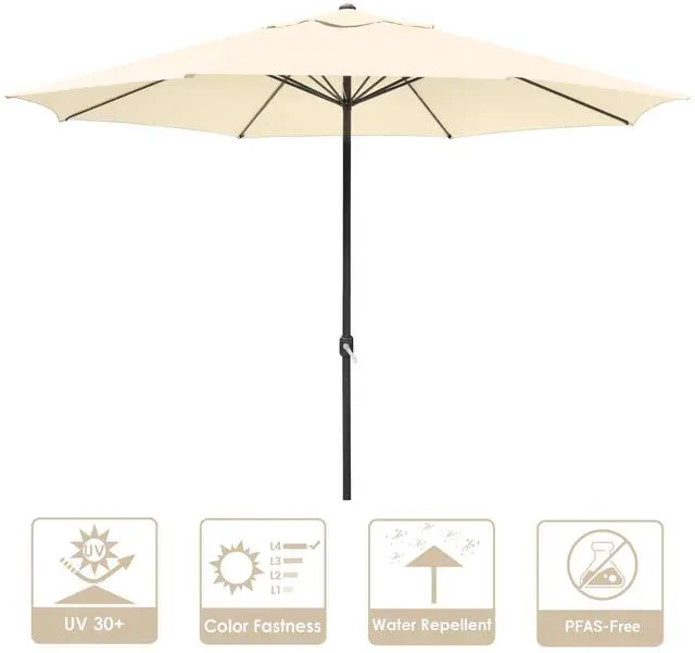 Alt view image 3 of 7 - Yescom 13 Ft Aluminum Patio Umbrella 8 Ribs Table Parasol Crank Outdoor Garden