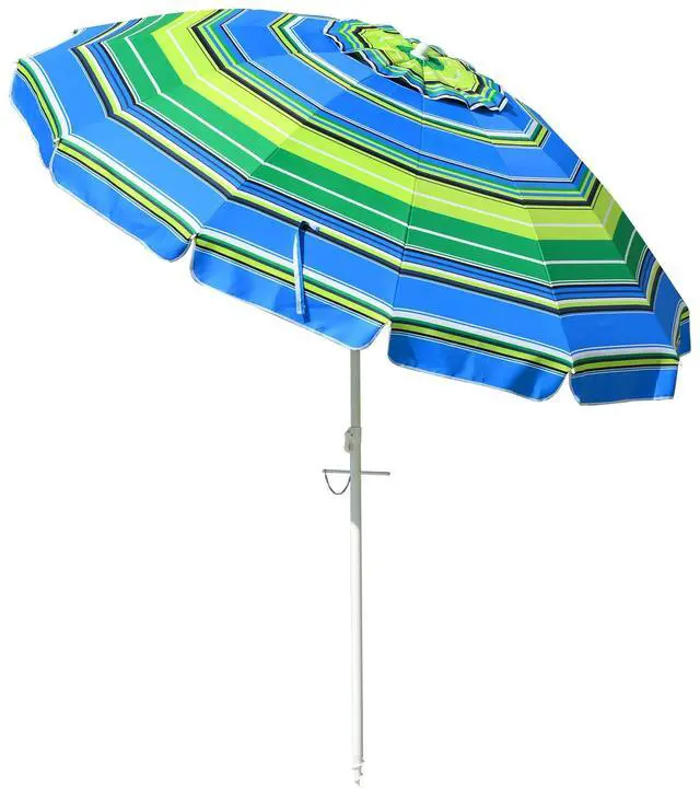 Main image of Yescom 7 Ft Striped Outdoor Umbrella UV Protection Sunshade Tilt Sand Anchor