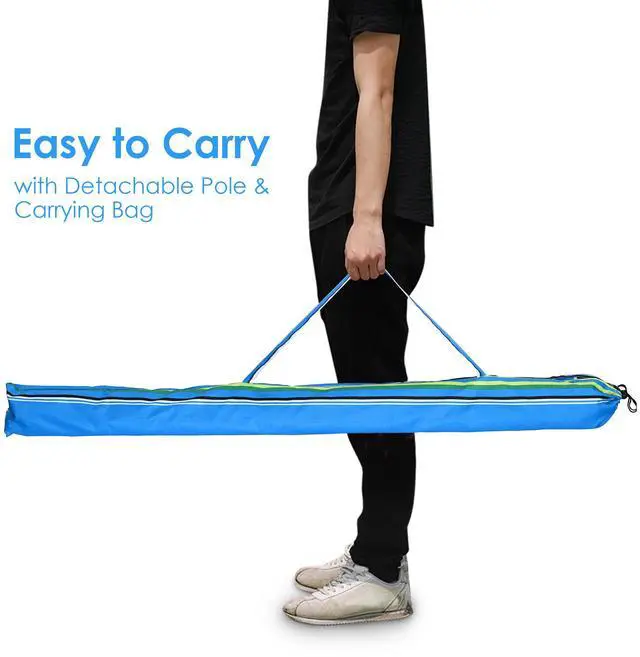 Alt view image 6 of 7 - Yescom 7 Ft Striped Outdoor Umbrella UV Protection Sunshade Tilt Sand Anchor