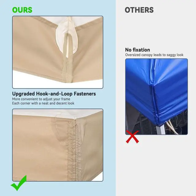 Alt view image 4 of 7 - Yescom 10x10Ft UV30+ Gazebo Replacement Top for 2 Tier Outdoor Canopy Cover Patio Backyard Party Deck Sand+Ivory