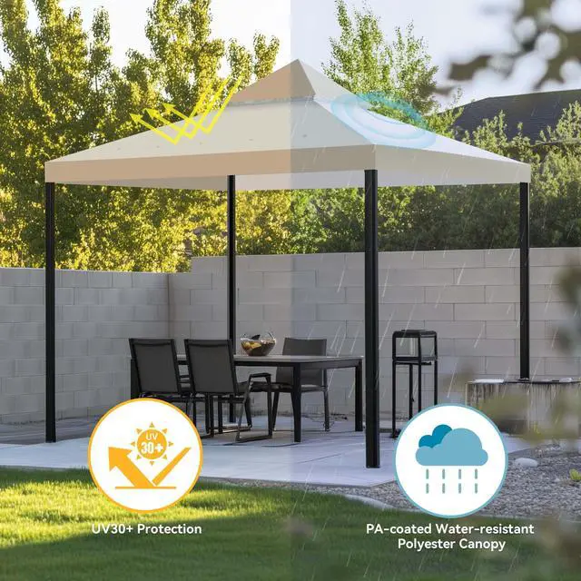 Alt view image 6 of 7 - Yescom 10x10Ft UV30+ Gazebo Replacement Top for 2 Tier Outdoor Canopy Cover Patio Backyard Party Deck Sand+Ivory