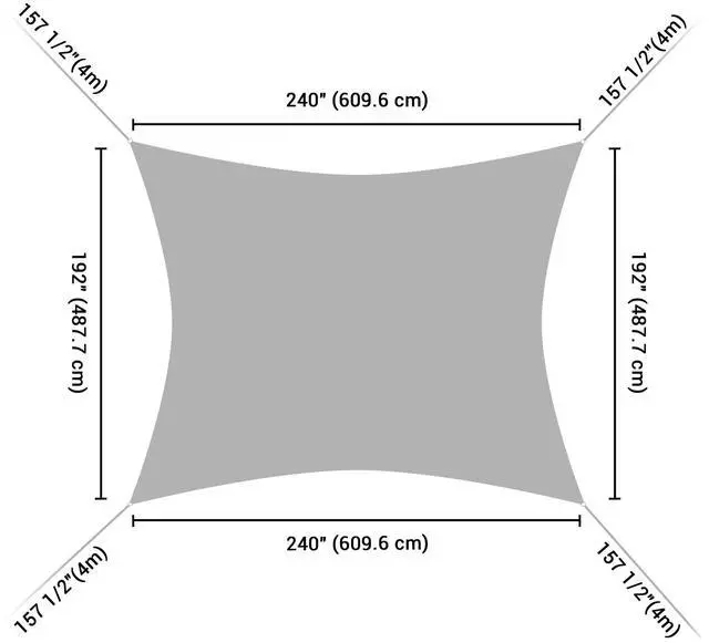 Alt view image 6 of 7 - Yescom 20x16 Ft 97% UV Block Rectangle Sun Shade Sail Canopy Outdoor Patio Garden