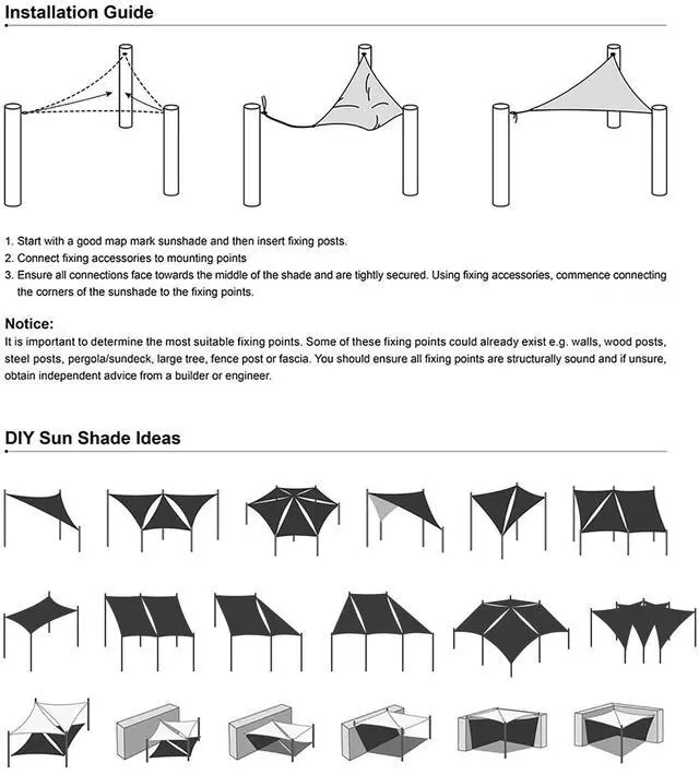 Alt view image 7 of 7 - Yescom 20x16 Ft 97% UV Block Rectangle Sun Shade Sail Canopy Outdoor Patio Garden