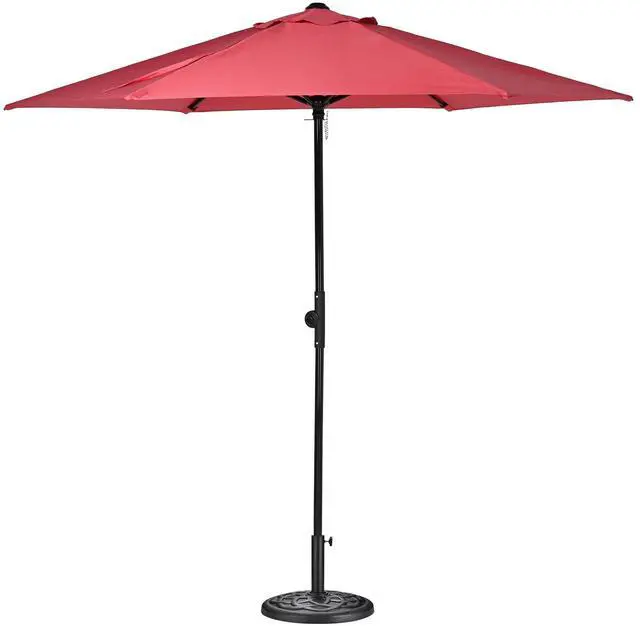Main image of Yescom 7.5ft Outdoor Patio Umbrella with Base Included Heavy Duty Weighted Stand Holder with Scale Tilt Sunshade Garden Parasol for Yard Deck Market Pool Red